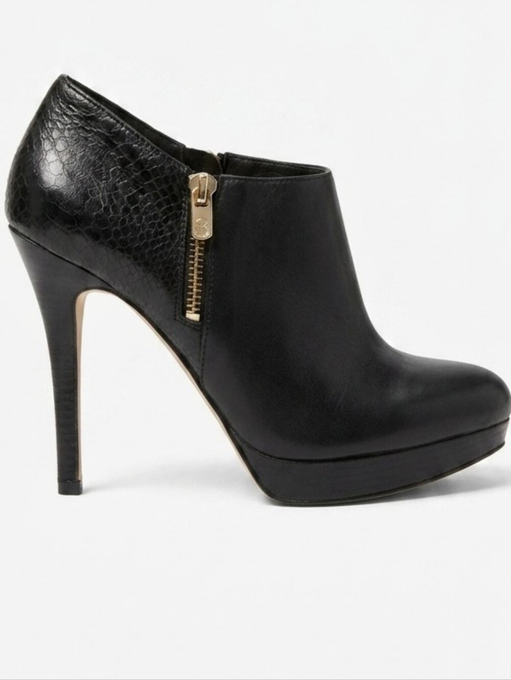 Michael Kors York Platform Boots Black Leather Stilleto Heels Women's Size 7.5